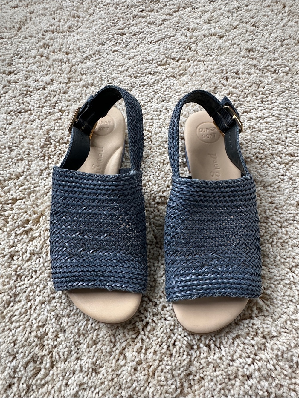 Paul Green Navy Woven Slingback Sandals